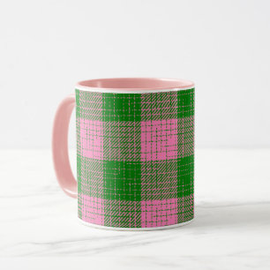 Caneca Padrão Xadrez com Trama Cruzada Rosa e Verde