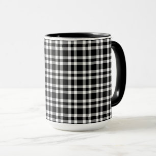 Caneca Padrão Xadrez Preto Branco