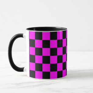 Caneca Padrão Xadrez Preto Roxo