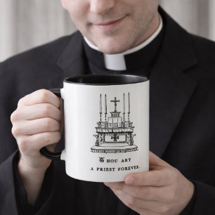 Caneca Padre Católico Latim Massa Altar Oração Religio