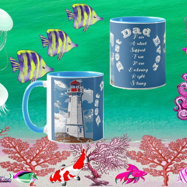Caneca Padre Filha Bond Lighthouse Melhor Pai Nunca Azul (Father Daughter Bond Lighthouse Best Dad Ever Blue Mug)