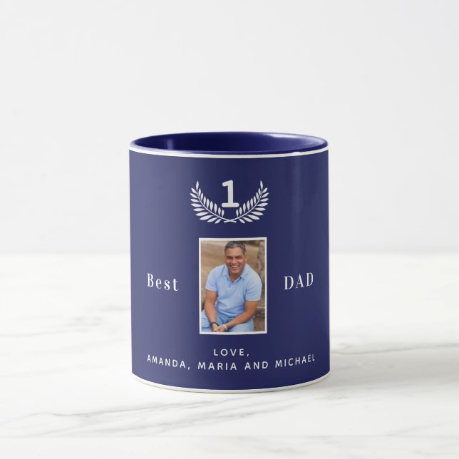 Caneca Padre marinho personalizado nomes brancos azuis (Centro)