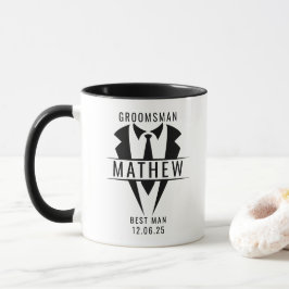 Caneca Padrinho de casamento Best Men Tuxedo Personalizad