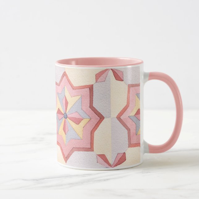 Caneca Padrões de azulejo de aquarela pastel adorável Pre (Direita)