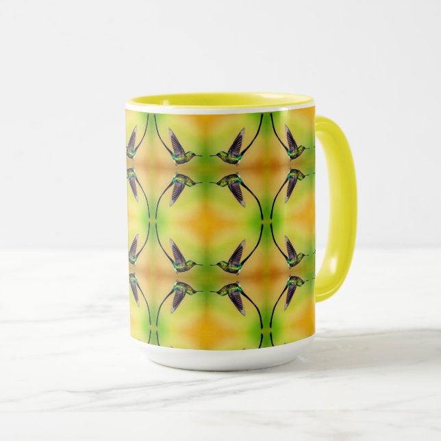 Caneca Padrões de beija-flores (Frente Esquerda)