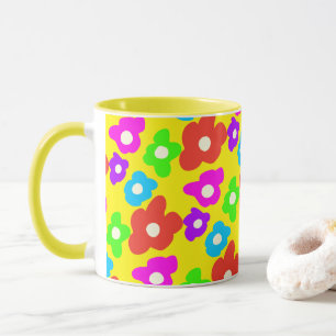 Caneca Padrões de cor do orgulho do arco-íris preto retrô