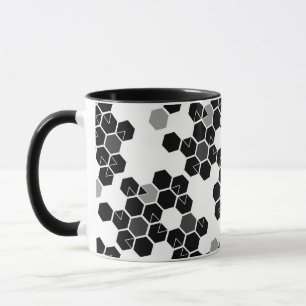 Caneca Padrões de dados hexadecimais preto e branco fofos