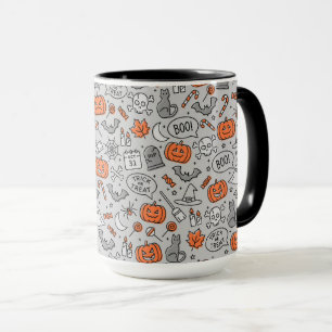 Caneca Padrões de Doodle de Halloween para Crianças Bonit