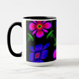 Caneca Padrões de flores rosa adoráveis