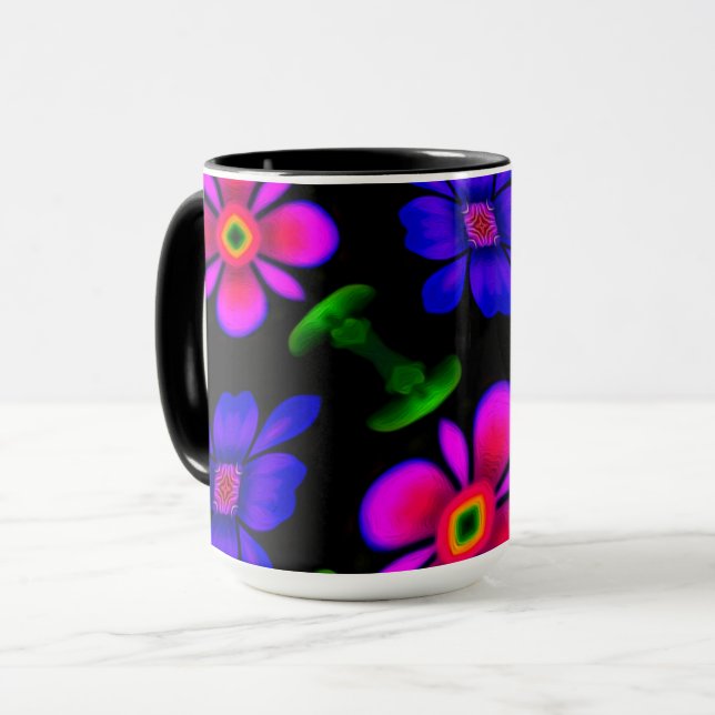 Caneca Padrões de flores rosa adoráveis (Frente Esquerda)