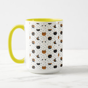 Caneca Padrões de Gato Chic Elegante