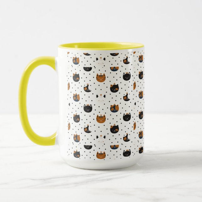 Caneca Padrões de Gato Chic Elegante (Esquerda)