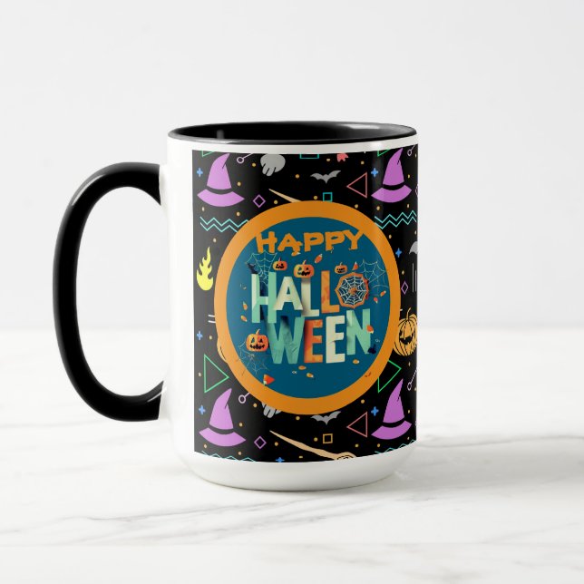 Caneca Padrões de Halloween Bonitos e Assustadores (Esquerda)