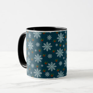 Caneca Padrões de Natal para Flocos de Neve Cute de Inver