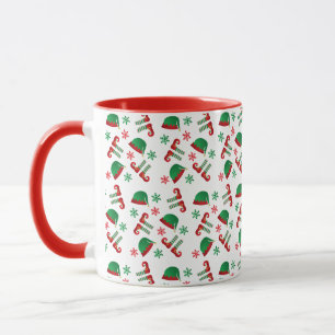 Caneca Padrões de Neve de Natal Vermelho