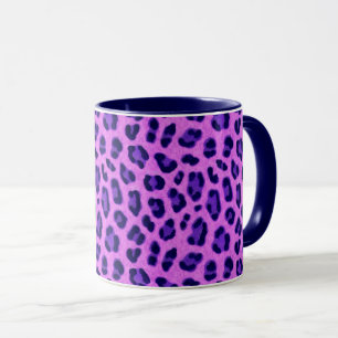 Caneca Padrões de pele de Leopardo Violeta Rosa