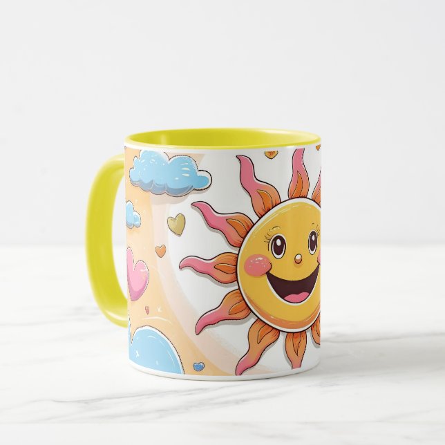 Caneca Padrões de sol e arco-íris (Frente Esquerda)