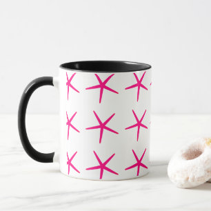Caneca Padrões de Starfish Cor-de-rosa, preto, branco, cú