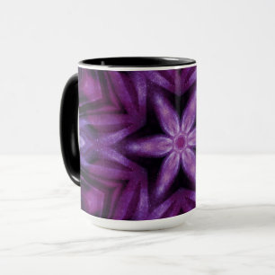 Caneca Padrões do Coração e Flor Roxo