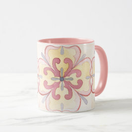 Caneca Padrões florais de azulejo adorável Pia aquarela c