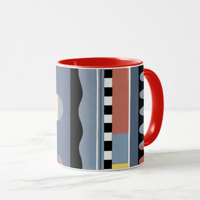 Caneca Padrões Geométricos Jazz Pochoir Art Déco Antigo (Frente Esquerda)