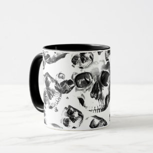 Caneca Padrões negros e brancos Esqueleto Arte Crônica