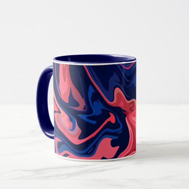 Caneca Padrões que fluem abstrato em cores escuras (Frente Esquerda)