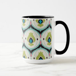 Caneca Padrões tribais, cor-de-rosa, de menta rosa