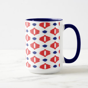 Caneca Padrões tribais de ikat vermelho-branco