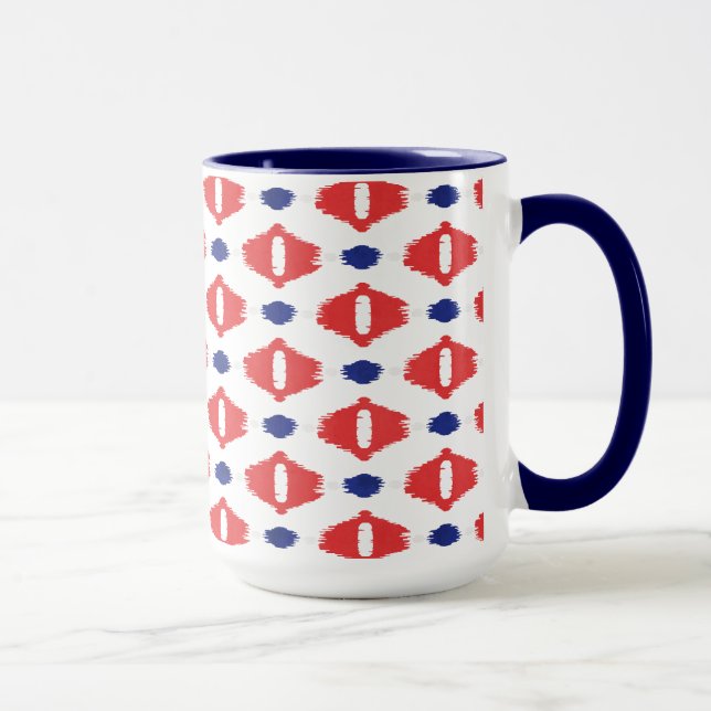 Caneca Padrões tribais de ikat vermelho-branco (Direita)