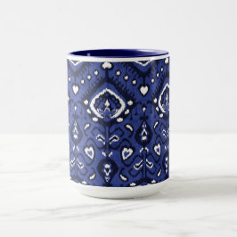Caneca Padrões tribais ocas de marinho branco e azul
