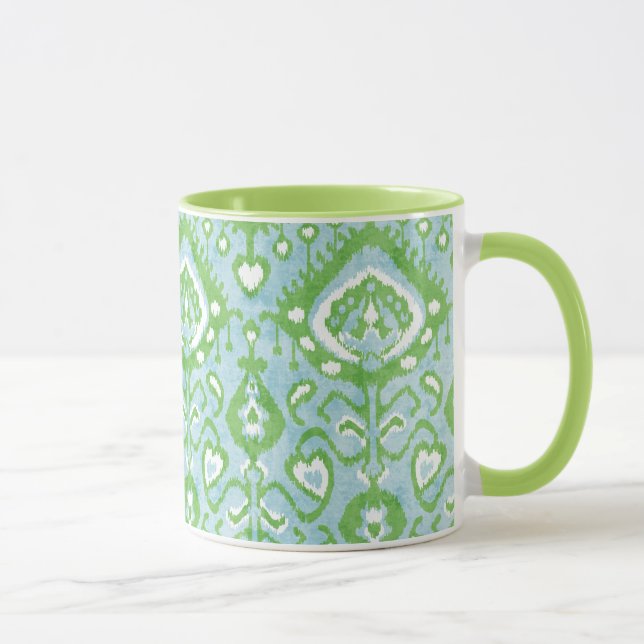 Caneca Padrões tribais verdes e azuis-pastos (Direita)