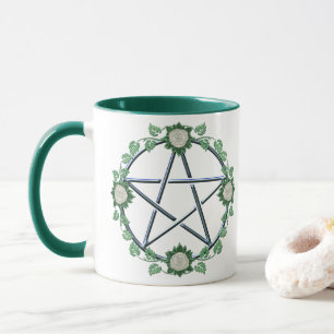 Caneca Pagan do Pentacle de Wicca do Pentagram do rosa