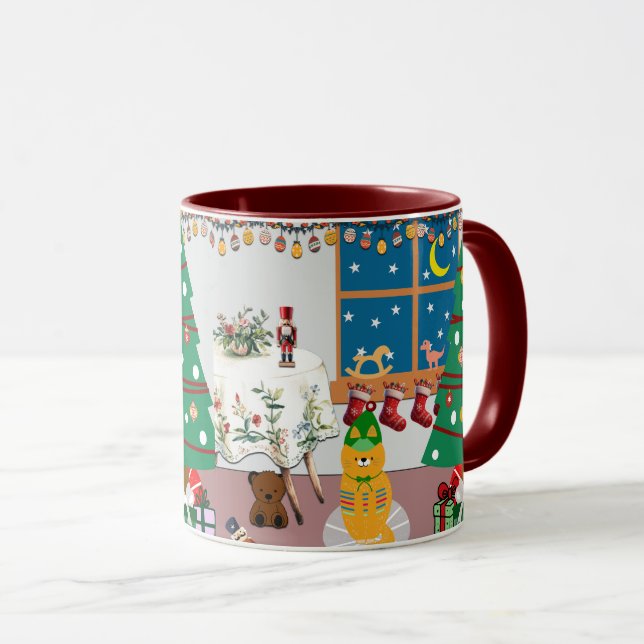 Caneca Página inicial da ilustração de feriados (Frente Esquerda)