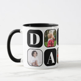 Caneca Pai Colagem de Fotografias Modelo Black Mug