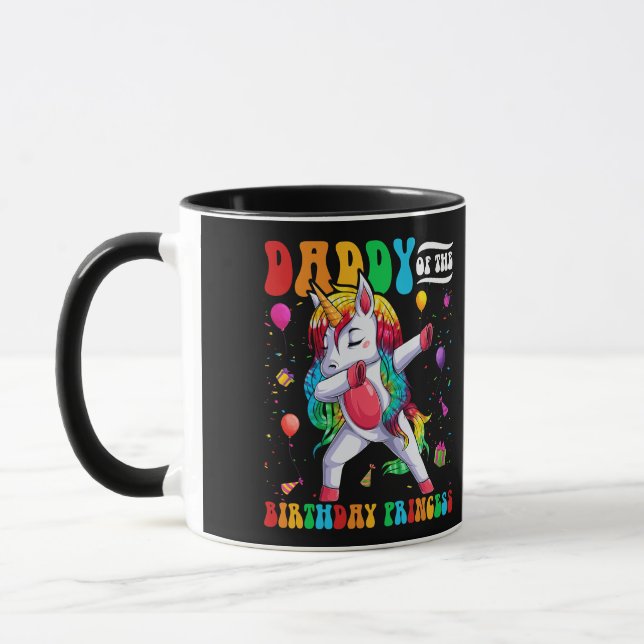Caneca Pai da Princesa de Aniversário a Dabbing Unicorn (Esquerda)
