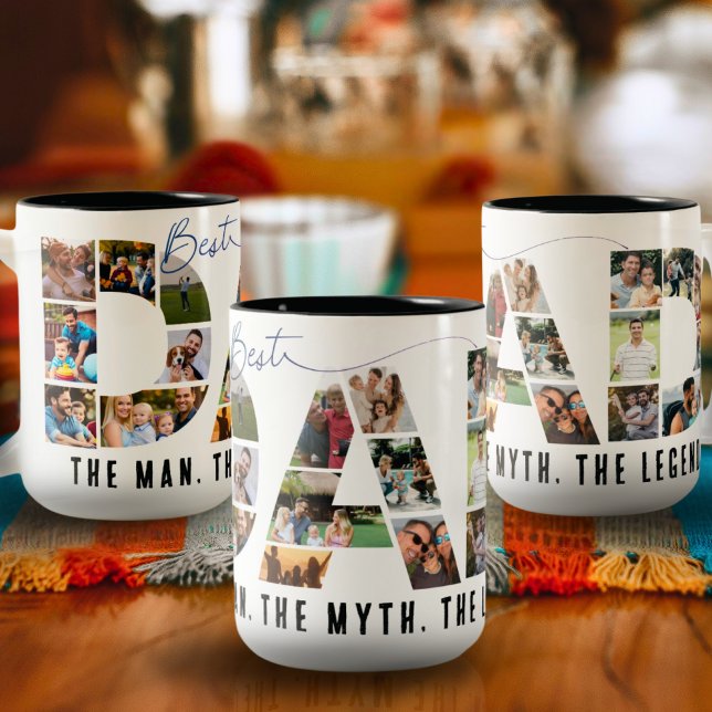 Caneca Pai de Colagem de Fotos Personalizada (Criador carregado)