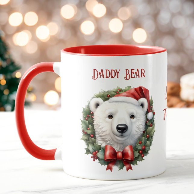Caneca Pai de Natal Nome do Urso Polar Mug (Christmas Daddy Polar Bear Name Mug)