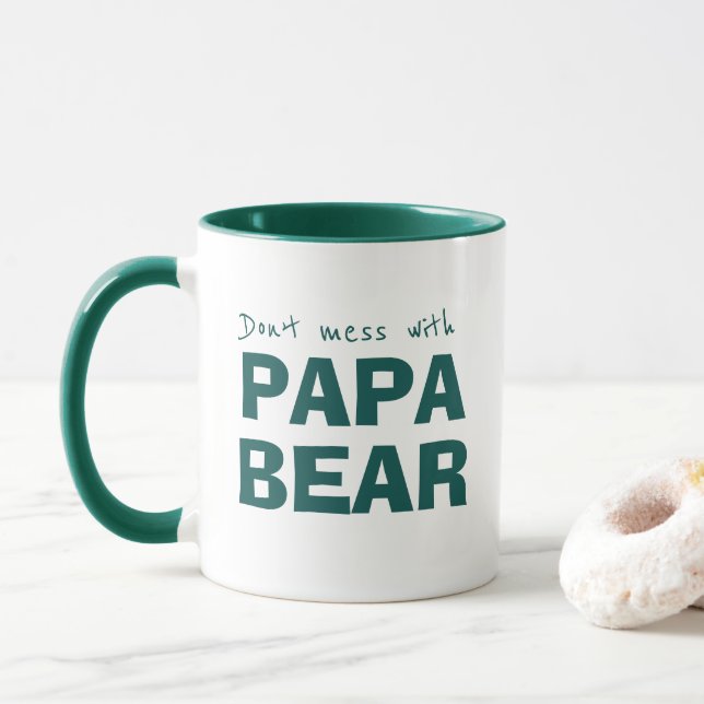 Caneca Pai de Urso Verde Mínimo com Tipografia Mug (Com Donut)
