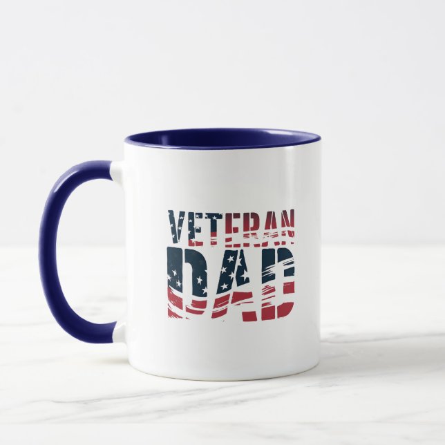 Caneca Pai de Veterano Vermelho, Branco e Azul (Esquerda)