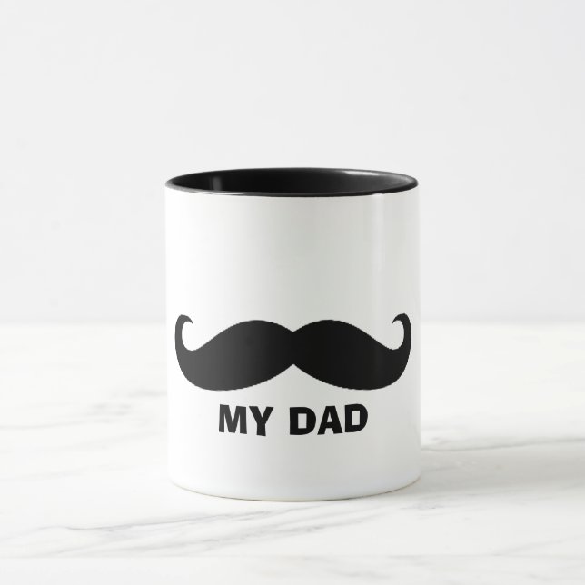 Caneca Pai Design preto de bigode clássico (Centro)