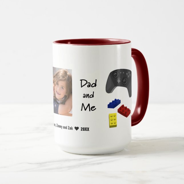 Caneca Pai e Me 2 Foto Personalizada Mug (Frente Esquerda)