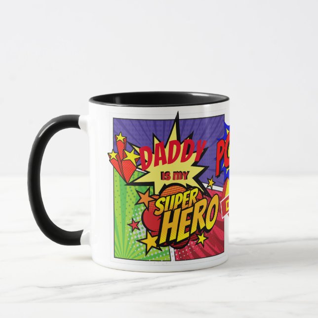 Caneca PAI É O Meu Herói Personalizado Da Hero. (Esquerda)