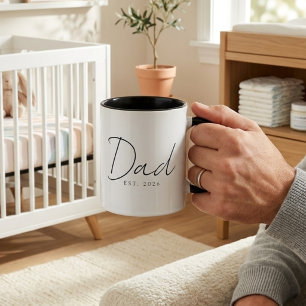 Caneca Pai Elegante EST Ano Design de Rótulo de Família M
