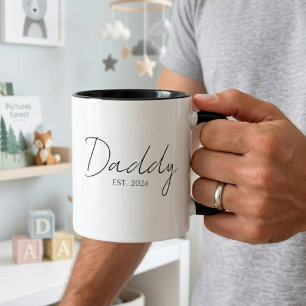 Caneca Pai Elegante EST Ano Design de Rótulo de Família M