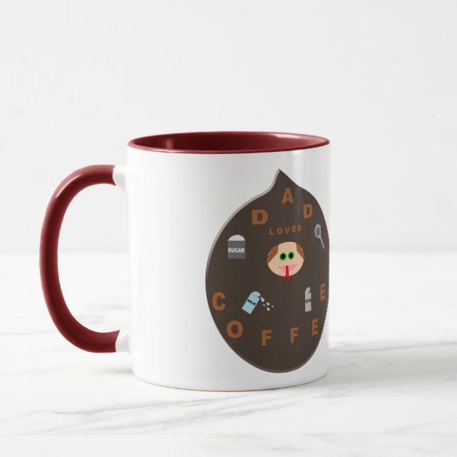 Caneca Pai Engraçado Monstro Adora Café Mug (Esquerda)
