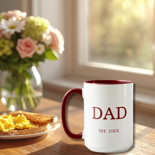 Caneca Pai Est. Data com nomes para crianças Maroon Café