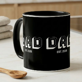 Caneca Pai Estabelecido em Varsity Negrito