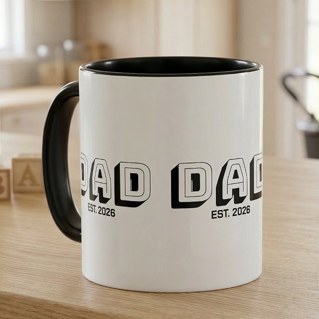 Caneca Pai estabelecido em varsity negrito preto (Criador carregado)