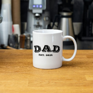 Caneca Pai Estabelecido Novo Pai Ano Tipografia